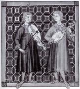 Cantiga XX. Músicos con viola e laúde.