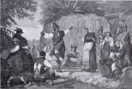 Gravado. Danzantes de muiñeira.