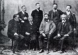 Fotografía de grupo:Uxío Carré, Florencio Vaamonde e outros.